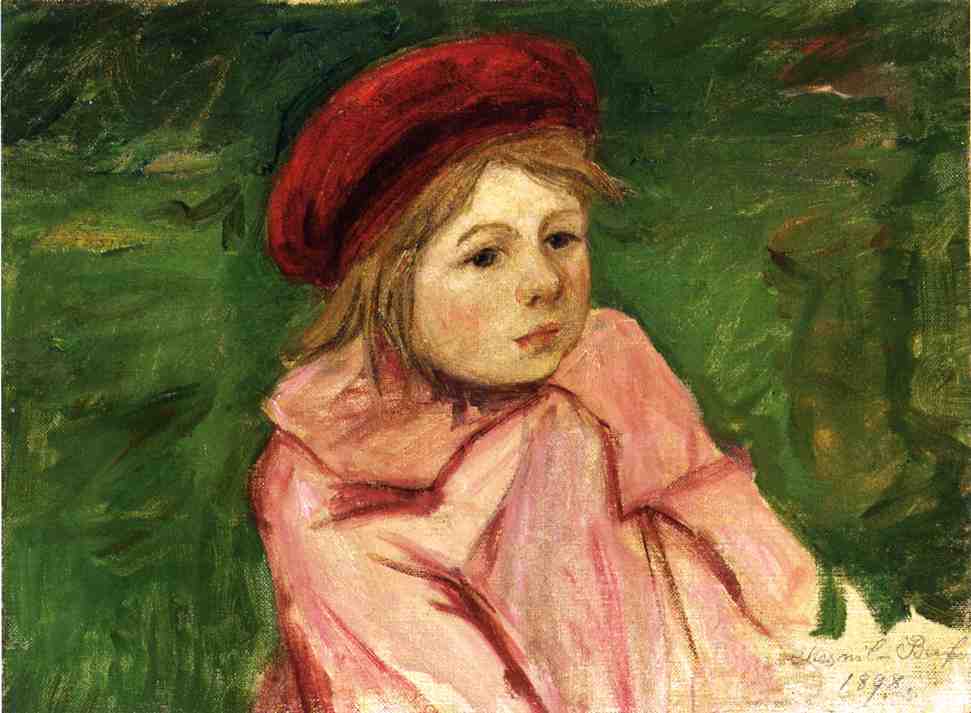Little Girl in a Red Beret - Mary Cassatt Painting on Canvas